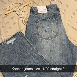 KanCan Blue Distressed Straight Fit Jeans